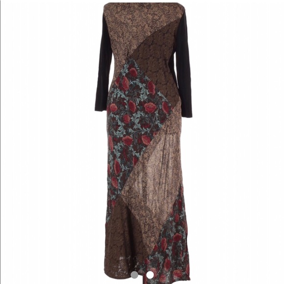 Vintage Francesca Rose brown patch dress Sz XL - Picture 2 of 3